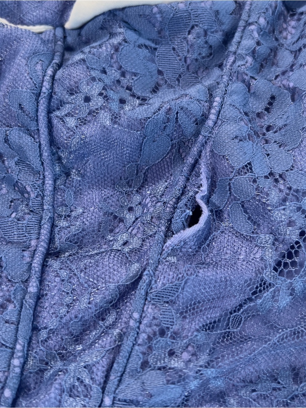 Girls Blue Lace Formal Dress with White Collar - Picture 2 of 6